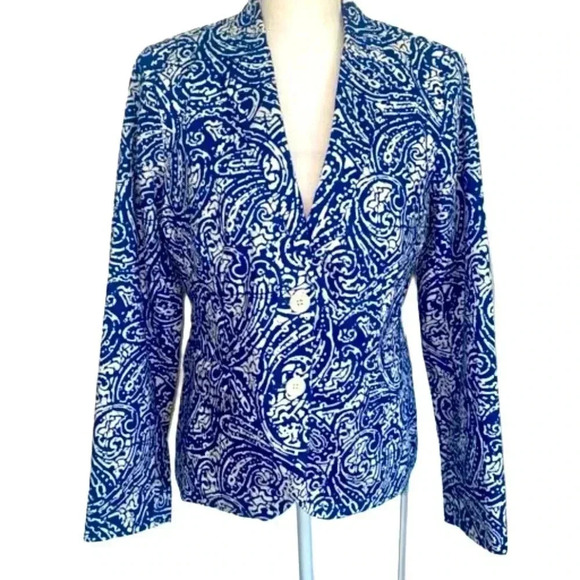 TALBOTS Navy Blue and White Blazer Like New - Picture 3 of 16